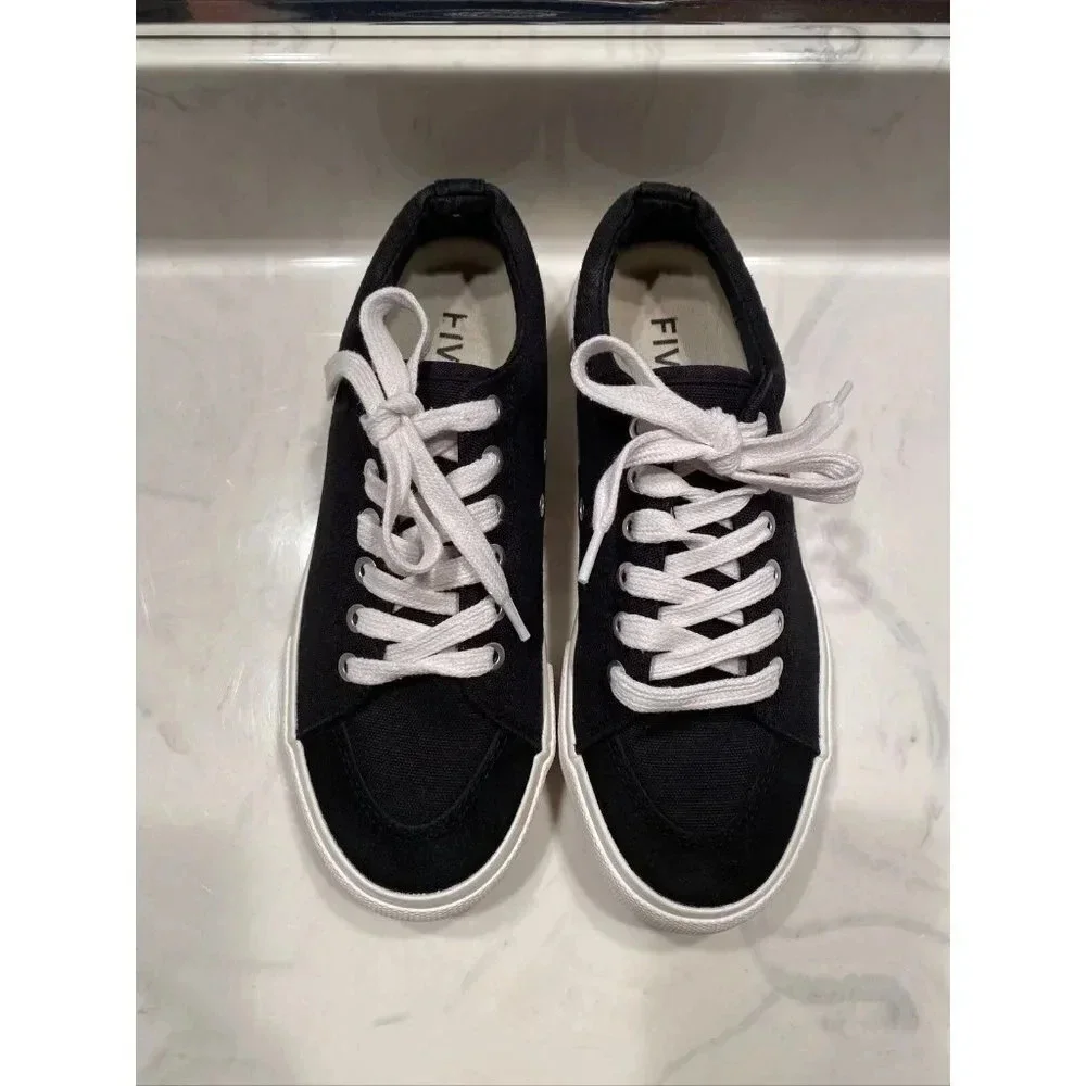FIVE FOUR Black Canvas Lace Up Casual Boat Shoes Sneakers Men's Size 7 New